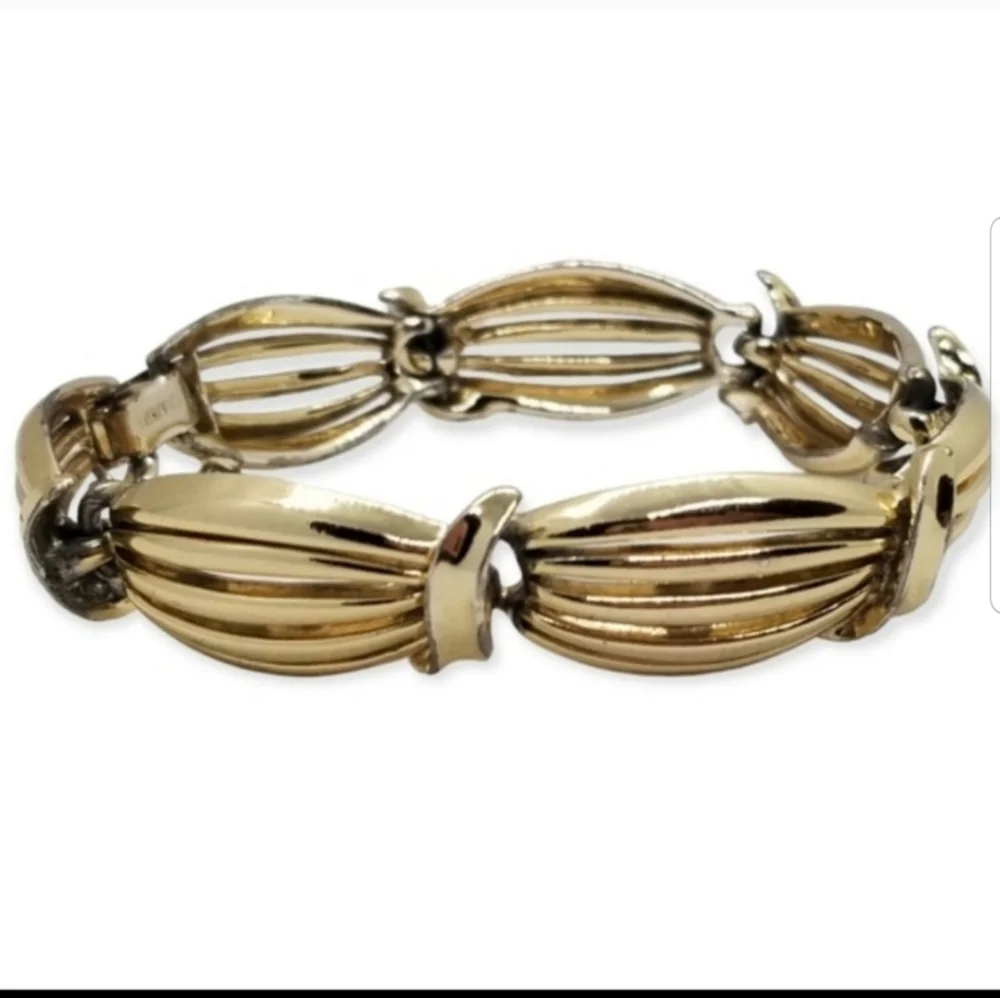 LISNER VINTAGE GOLDTONED SCALLOPED DESIGN LINK BRACELET